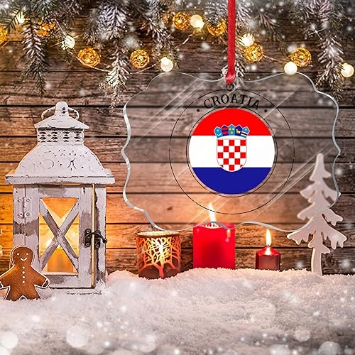 Vista 180 de Bandera de Curazao - Adorno para árbol de Navidad, bandera nacional, decoración de árbol de Navidad de Curazao, recuerdo acrílico, adorno colgante