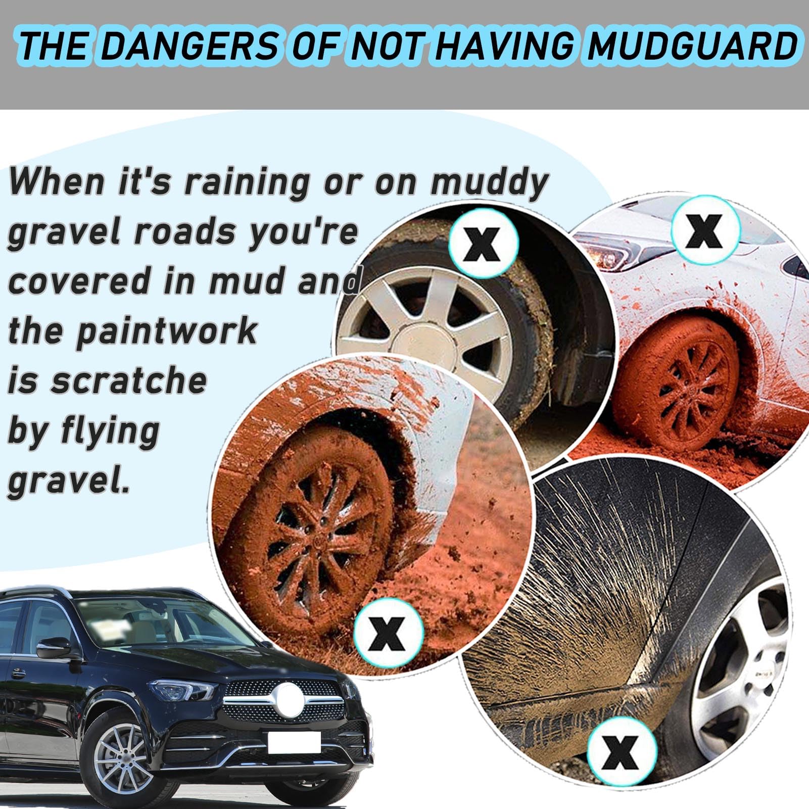 Engineering plastic Splash Guard Mud Flaps Mudguards with running boards For Mer