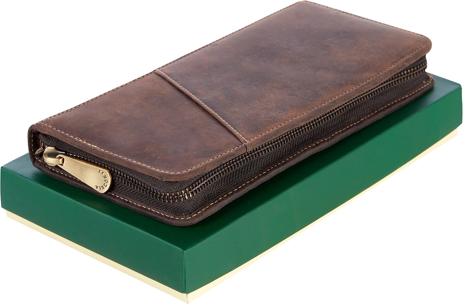 Visconti 728 Large Distressed Leather Travel Wallet for Passports, Tickets and Credit Cards (Brown)