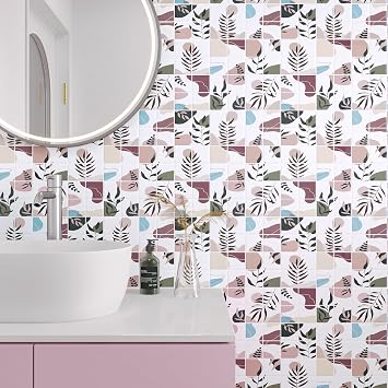 CHIHUT 12''x12'' Boho Botanical Leaf Peel and Stick Backsplash Tiles Decorative Renter Friendly Backsplash for Kitchen Bathroom Shower Walls 16 Sheets Self Adhesive Waterproof Removable Wall Tiles