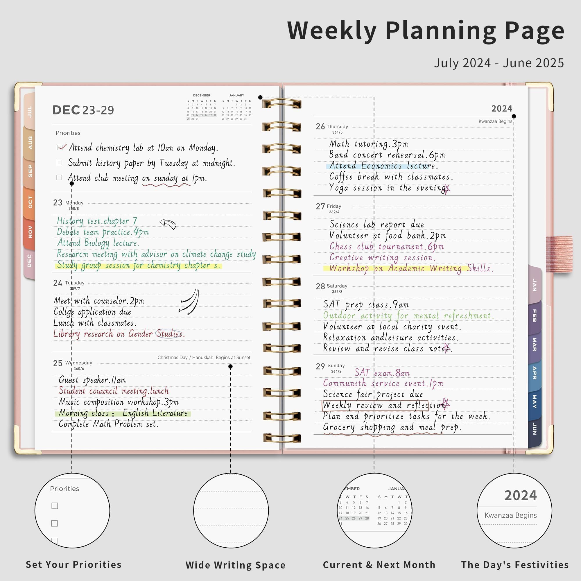 Snapklik.co : RETTACY 2025 Planner, Weekly And Onthly Planner, Jan 2025 - Dec 2025, 5.7" 8.3