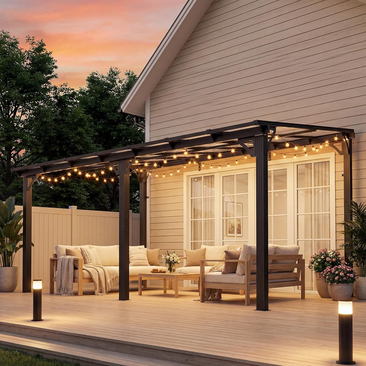 Polar Aurora 10x14 FT Lean to Gazebo with Aluminum Frame