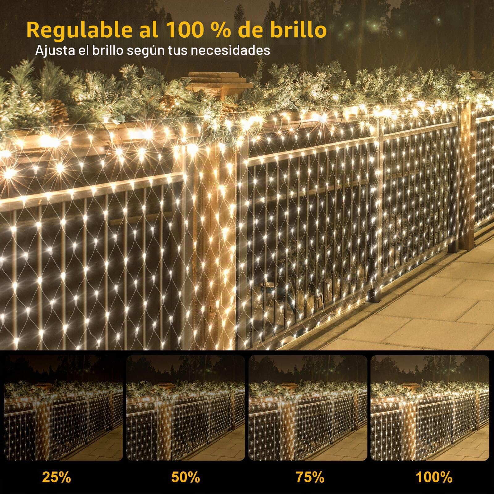 CORST Luces de red de 6 x 2 m, 300 LED, para interiores y exteriores, para arbustos, luces de malla, Interior impermeables, conectables, 8 modos para Fiestas,Pascua,Ventanas(blanco)