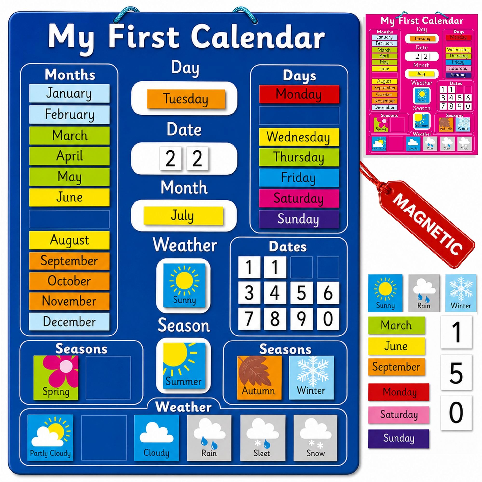 Fridge Magic Mein erster Kalender in Englisch. 40 x 30cm Magnettisch