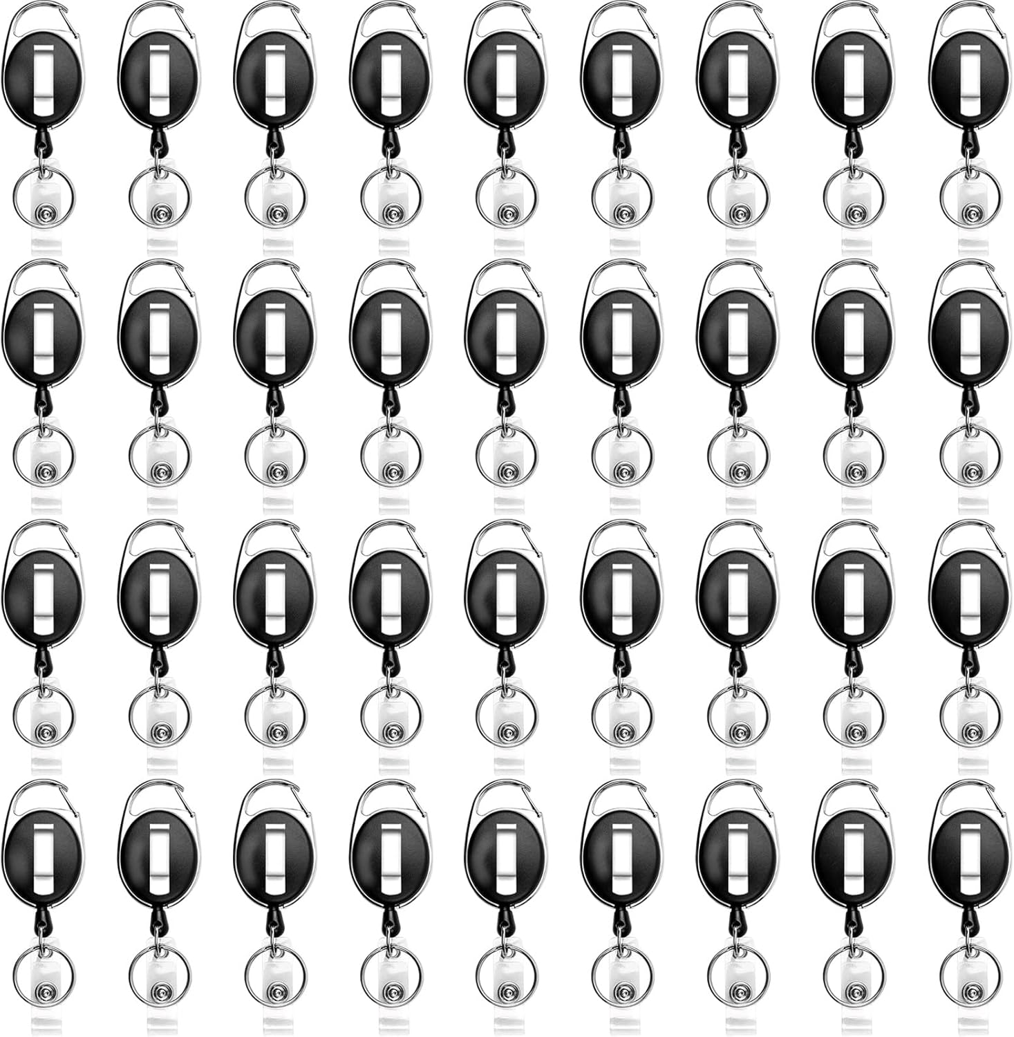 50 Pcs Retractable Badge Reel Clips Holder Name ID Badge Clips Keychain Badge Holder for ID Card Name (Black,50 Pcs)