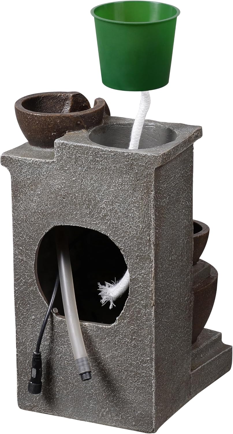 Tabletop Water Fountain Resin Retro Four Cups Vintage Room Decor Lavatory Indoor Decoration Relaxation Waterfall Zen Ambience
