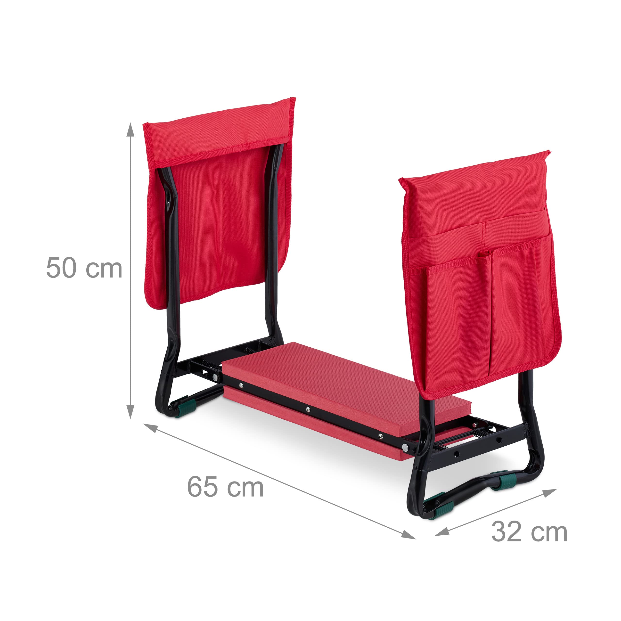 Relaxdays Tapis pour Le Jardinage, avec Pochettes, ménage Vos articulations, Charge Max. :150 kg, Pliable, Noir/Rouge