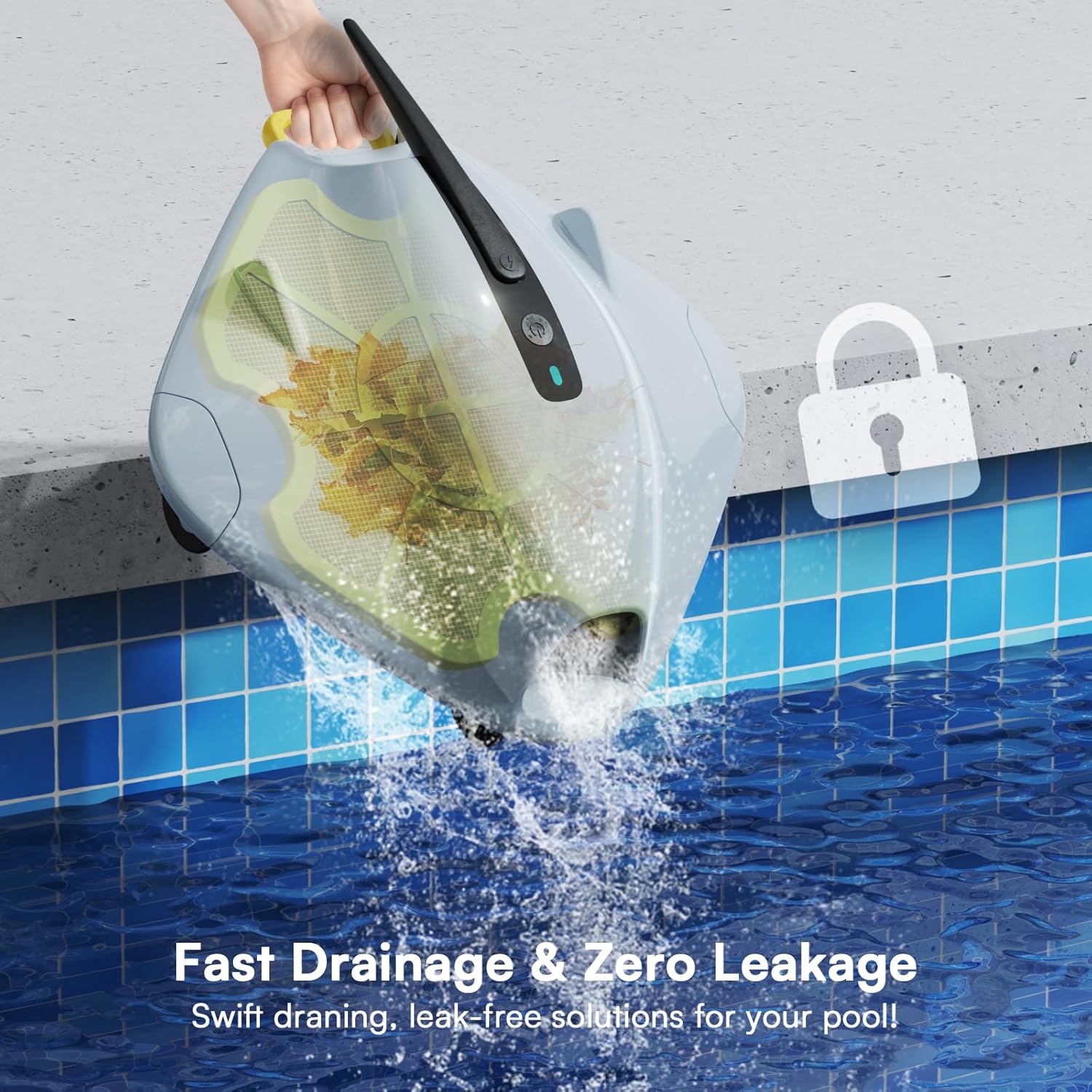 LVKE Cordless Robotic Pool Cleaner, Automatic Pool Vacuum with Upgraded Obstacle Crossing, 120 Mins, Double Filters, Dirt Lock Technology, LED Indicator, Ideal for Above Ground Flat Pools, Green