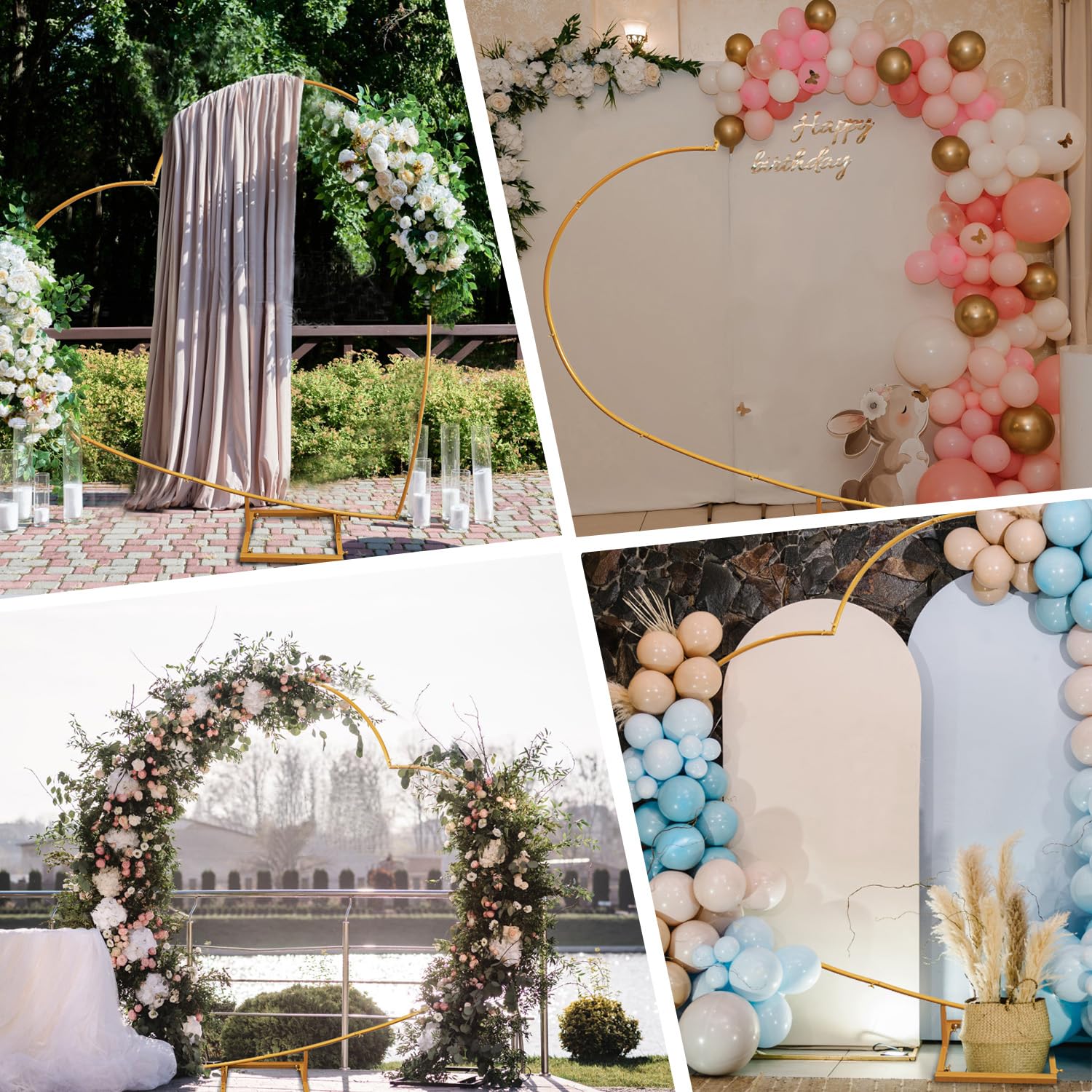 Schräges herzförmiges Ballonbogen Ständer aus goldem Metall Ballonbogen Frame mit Sockel für Hochzeiten, Geburtstage, Partys Foto-Hintergrund Dekorationen