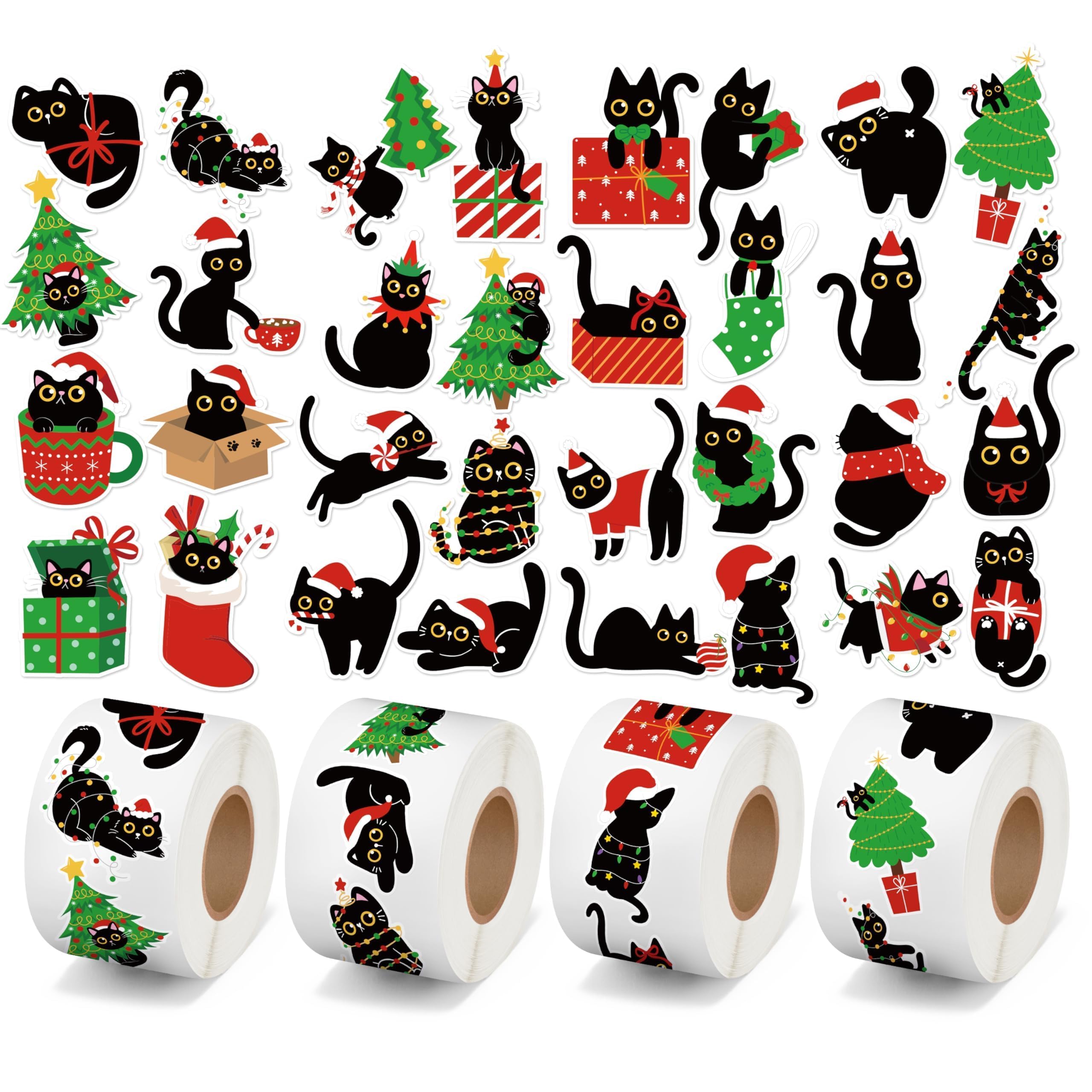 Gato negro de Navidad rollo autoadhesivo para evitar envoltorios aburridos estas fiestas