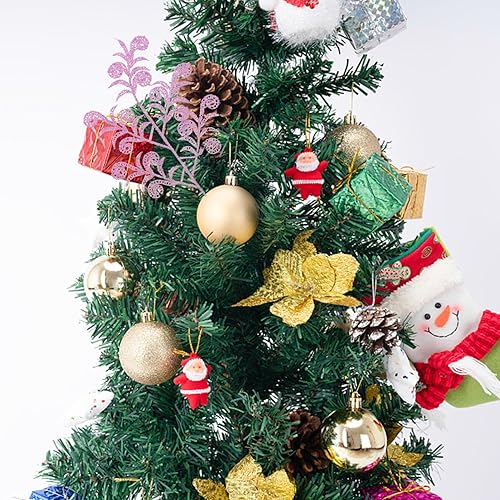 Miniatura 5 de EXCEART 14 piezas de púas de árbol de Navidad con purpurina rizada en aerosol de hojas artificiales, tallo de hojas de Navidad, ramitas para árbol