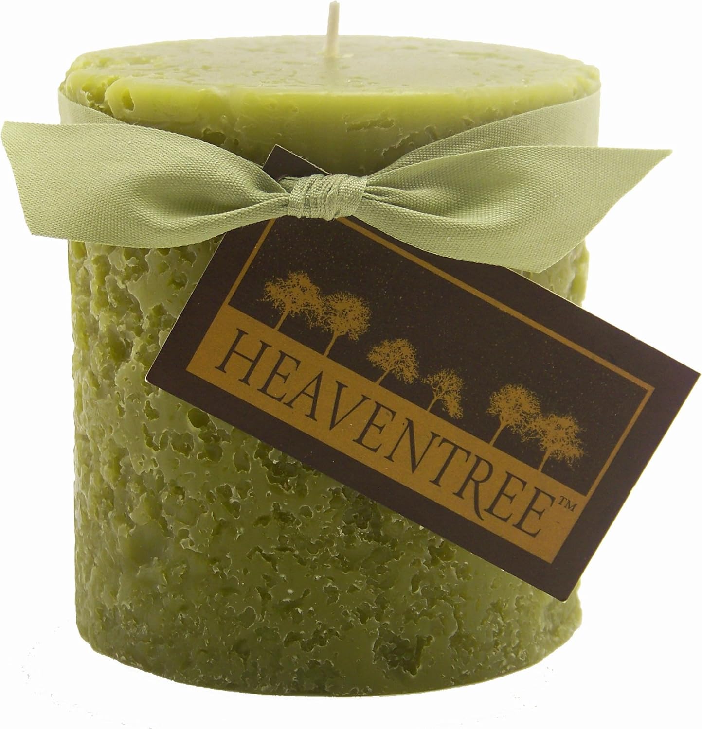 Heaventree Textured 4by4Inch Pillar Candle, Palm Green