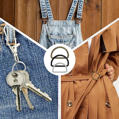 Miniatura 4 de Shimeyao 90 anillos en D de metal de colores surtidos para monedero, hebillas en forma de D, multiusos, semicirculares para bolsas de hardware,