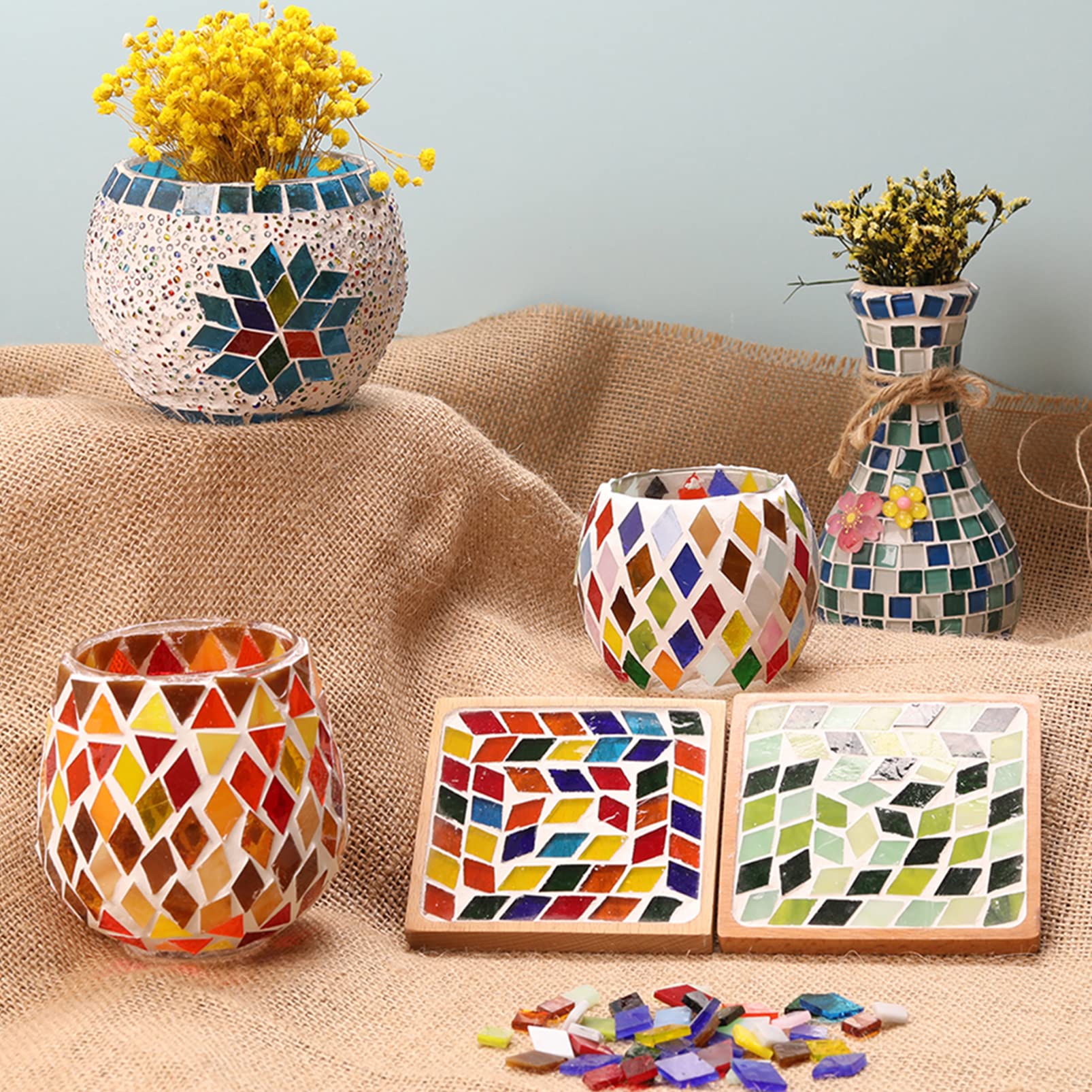 Amazon.co.jp: 1x1 cm ガラスモザイクピース ステンドグラス アソート