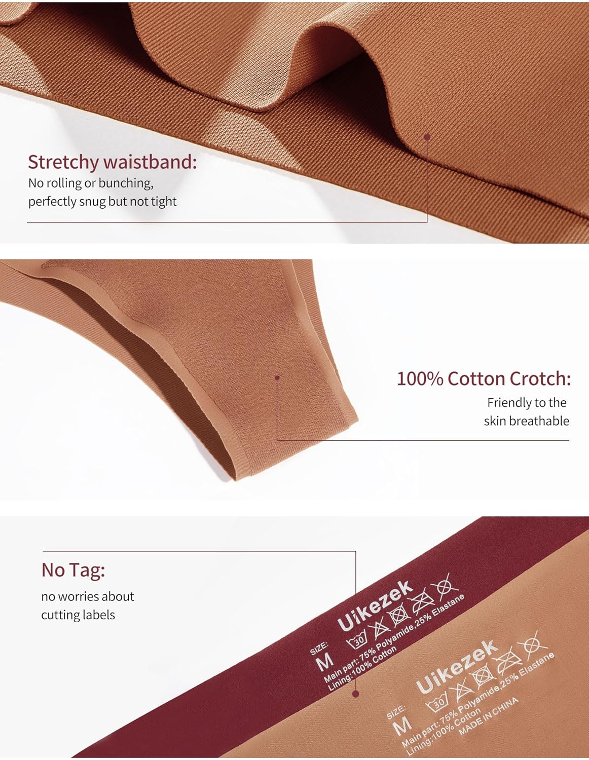 Seamless Underwear for Women, No Show Underwear for Women, Ice Silk Soft Stretch Bikini Panties, 5 Pack - Image 2