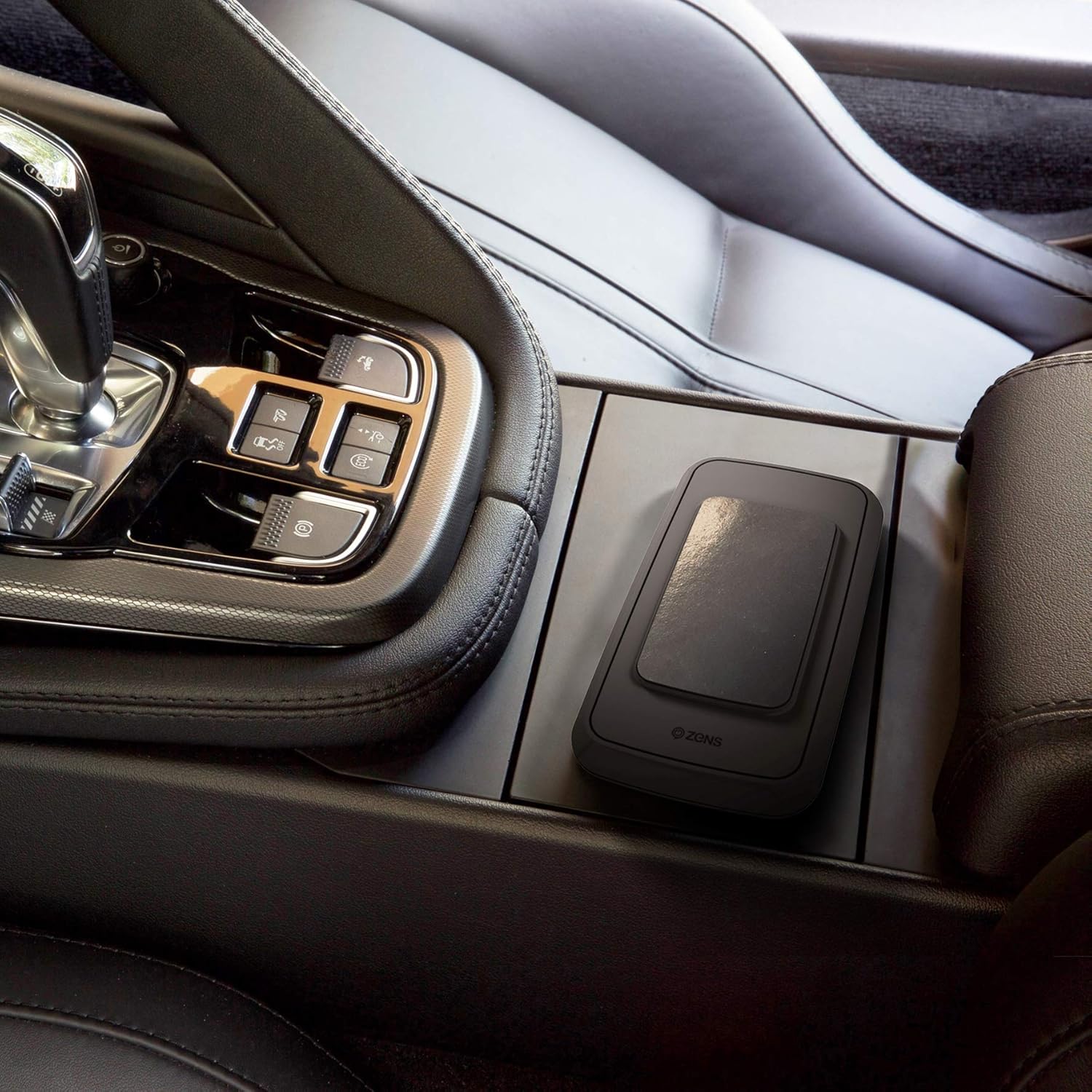 ZENS Wireless Power Bank in a car console