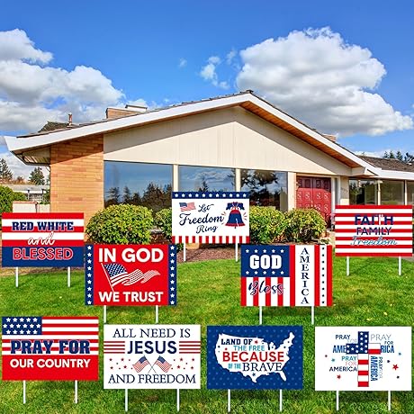 4th of July Yard Signs Patriotic Outdoor Decorations