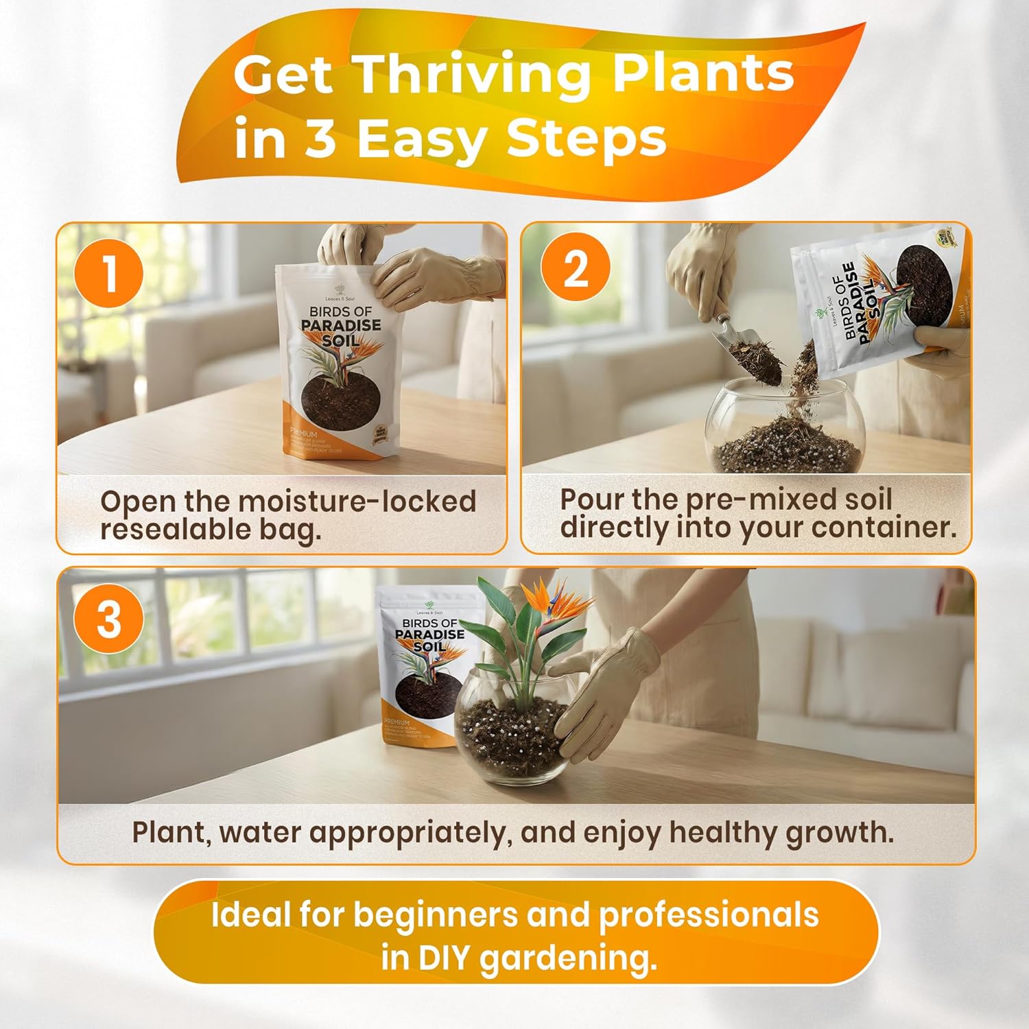 Professional Bird of Paradise Soil 8.2 Quarts Ready to Use, Premium Birds of Paradise Potting Soil for Indoor Plants, Peat Moss Coco Coir Perlite Dolomite, Well Draining Soil Made in USA