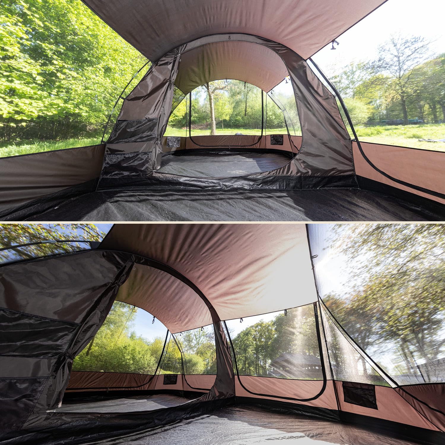 Skandika Tenda a tunnel Solheim, per 4/6 persone, pavimento della tenda cucito, colonna d'acqua 3000 mm, UPF 50+, con zanzariera e tettuccio parasole, tende, tenda familiare