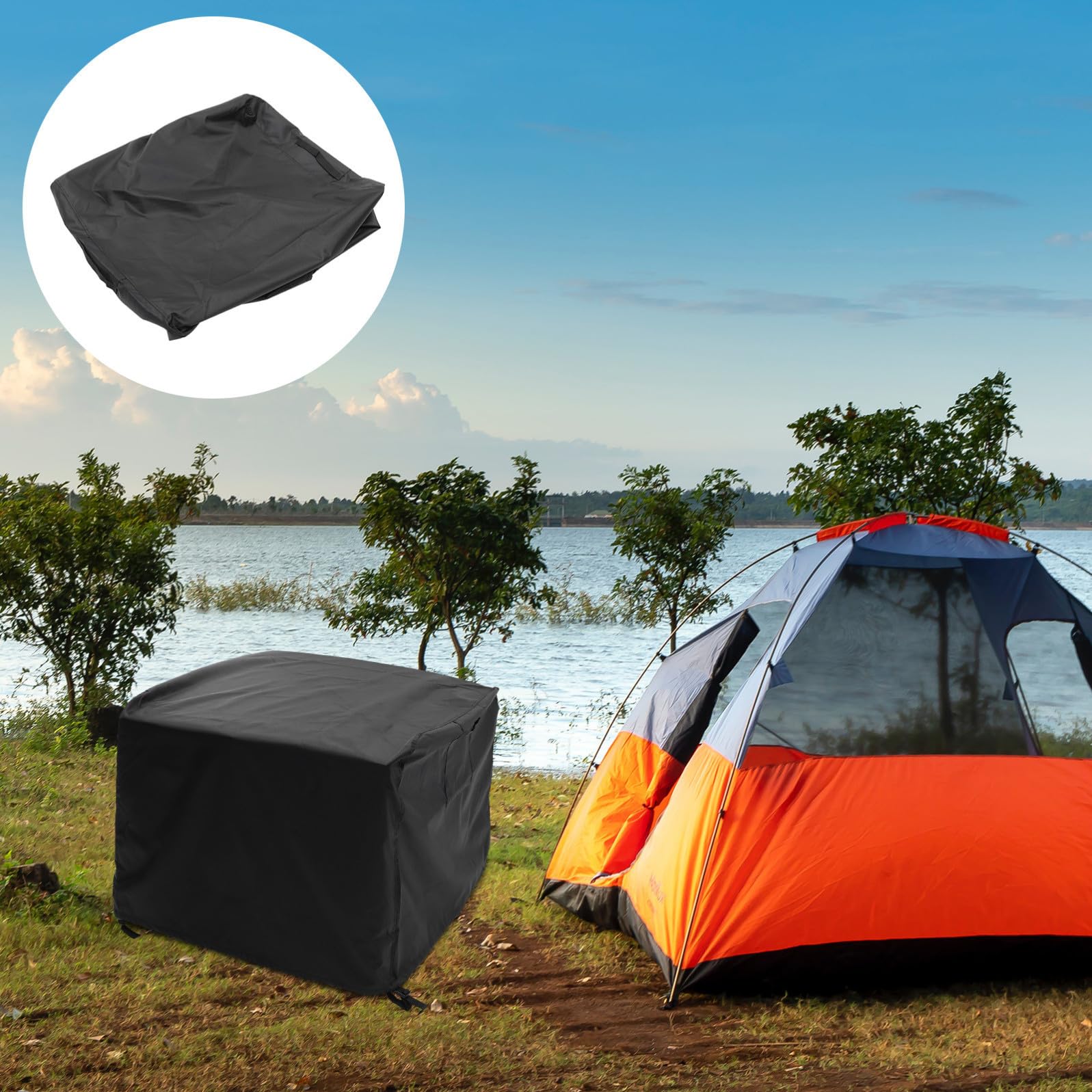 INOOMP Copertura Barbecue da Esterno Oxford Nero e Resistente All'usura, Protezione per Barbecue e Fornelli Durante Camping