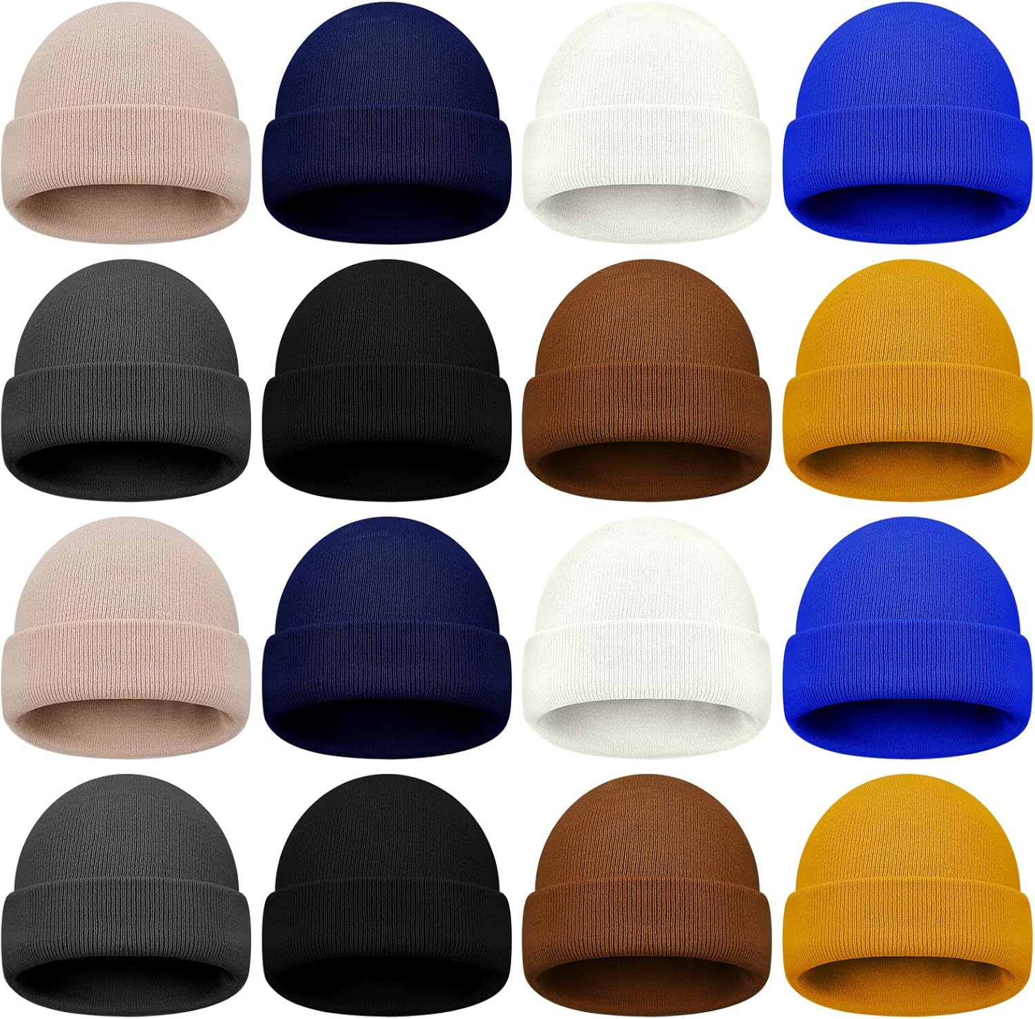 Ramede 16 Pcs Beanie Hat Bulk Winter Wool Blended Knit