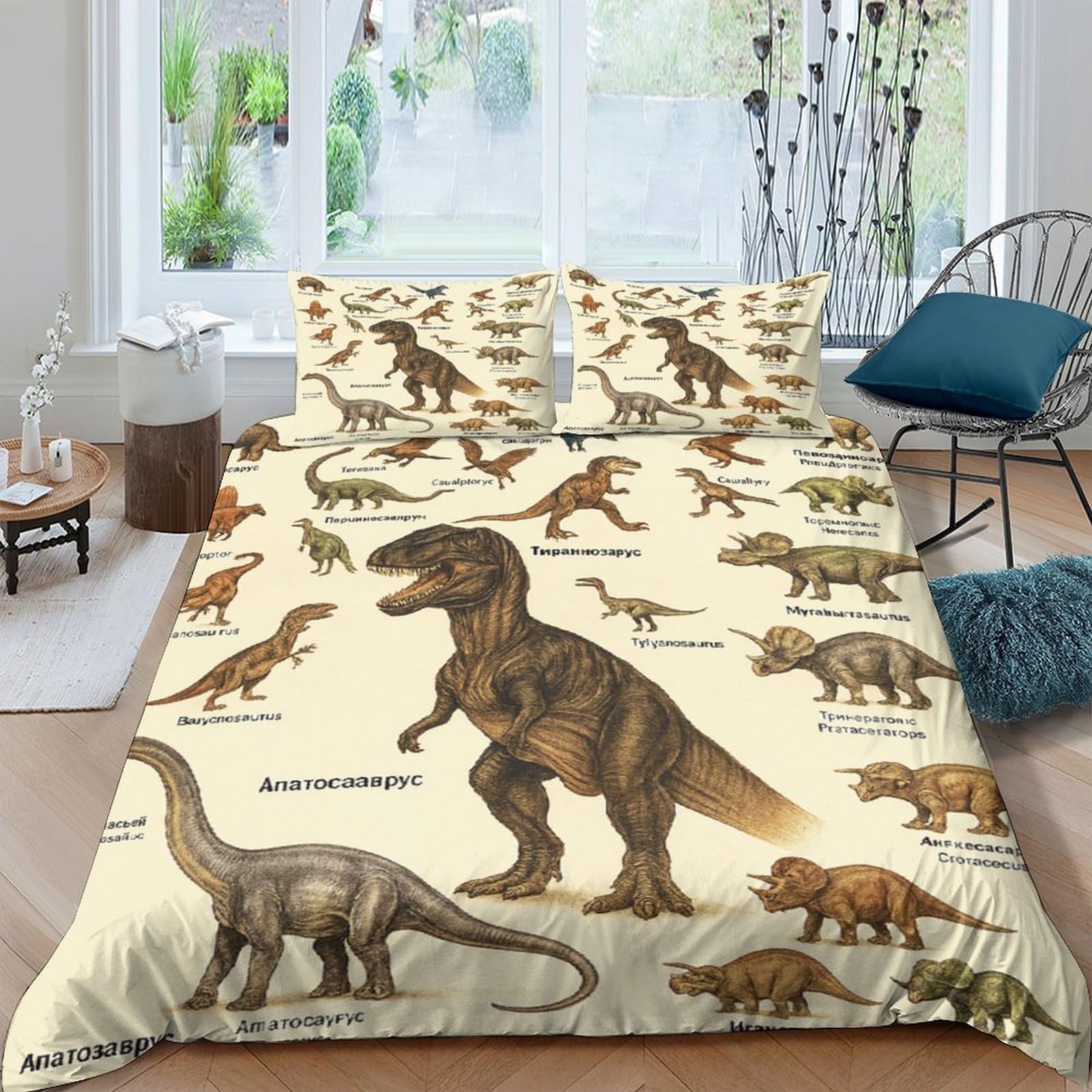Ctjqhvkz Style-5 3D Printed Dinosaur Fitted Sheet Microfiber Soft Washable Jurassic Bed Cover For Bedroom Guest Room Decor Protection Single（135X200cm）