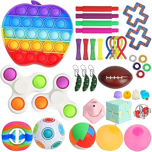 Miniatura 8 de Caja de juguetes sensoriales para niños de 38 unidades incluyendo Push Pop Fidget Spinners bolas para el estrés tubos de estallido juguete de cadena
