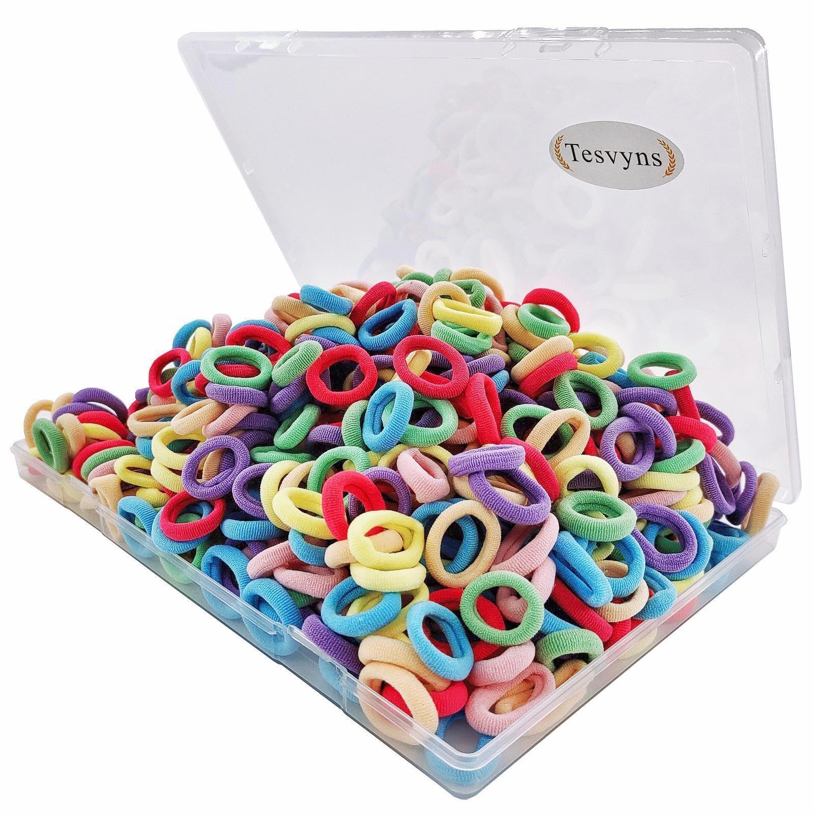 Tesvyns - 200 gomas para el pelo de bebé, de algodón, para niñas y niños pequeños, sin costuras, para coletas, varios colores