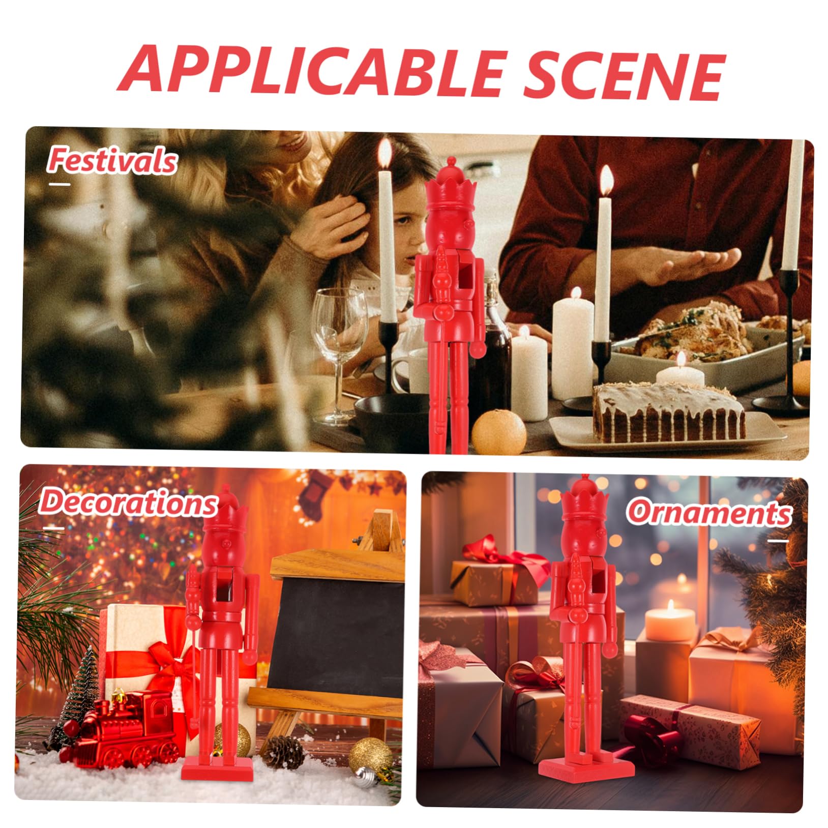 IMIKEYA Casse Noisette Casse-Noisette Vierge décor de Soldat en Noyer Casse-Noix de noël Casse-Noix à Personnaliser Accessoires pour Casse-Noix décoration de Noël de Bois Rouge
