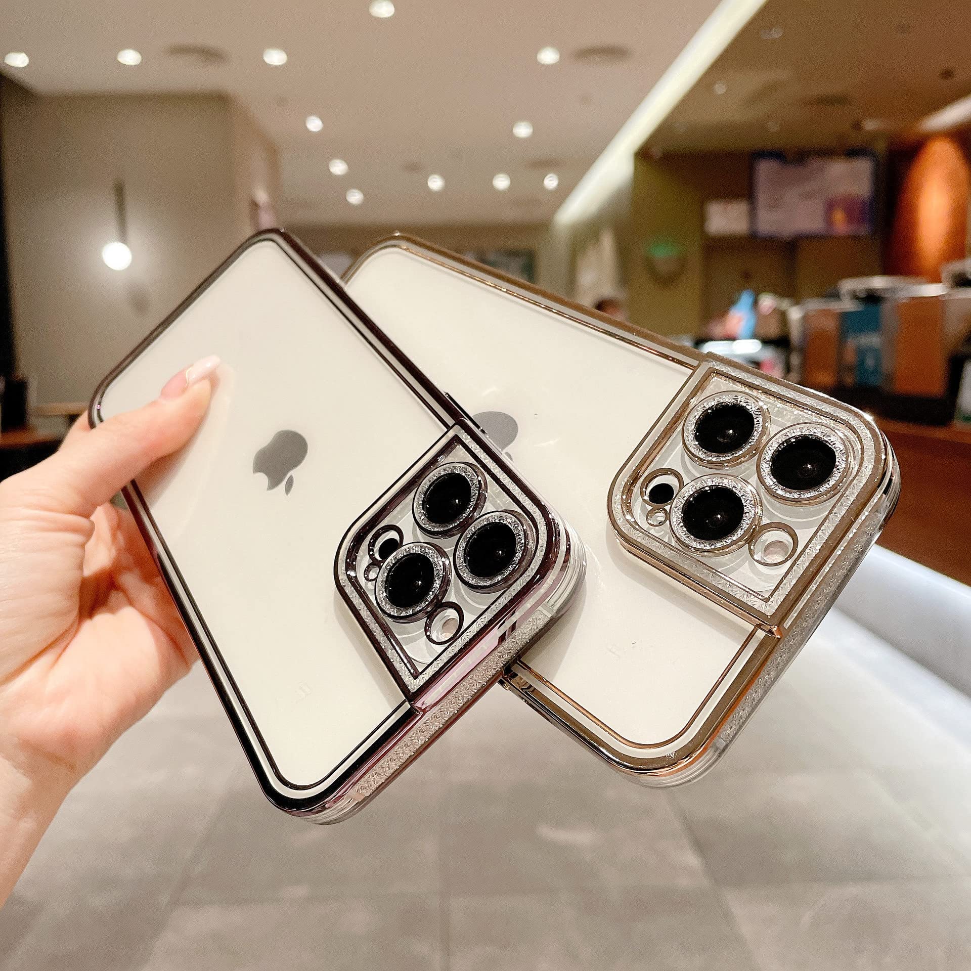 Ownest Handyhülle Für IPhone 13 Pro Max | Glitzer-Strass Design | Klar Mit Kameraschutz | Stoßfest & Niedlich