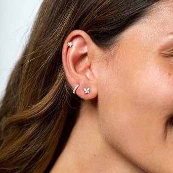 アクセサリー Pt950INFINITE BUTTERFLY PIERCED EARRINGS Butterfly Earrings Double Wing Studs by Impuria Ear Piercing