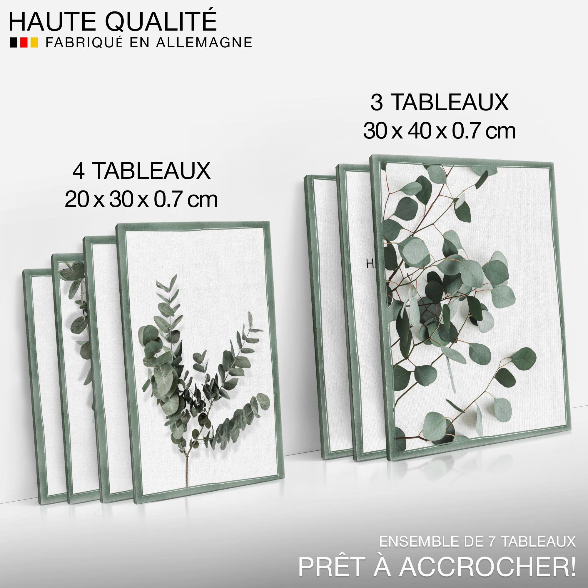 Novart- Tableau Décoration Murale- Great Love- Decoration Chambre Salon- Prêt à être Accroché- 7 Cadres de 30x40 & 20x30 cm- Vert- N003771b