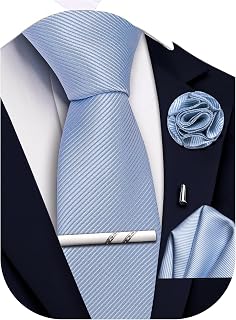 Einfarbige Krawatte für Herren, klassische gewebte Krawatte und Einstecktuch, Reversnadel, Krawattenklammer-Set für Hochzeit, Party, formelle Anlässe, 4 Stück