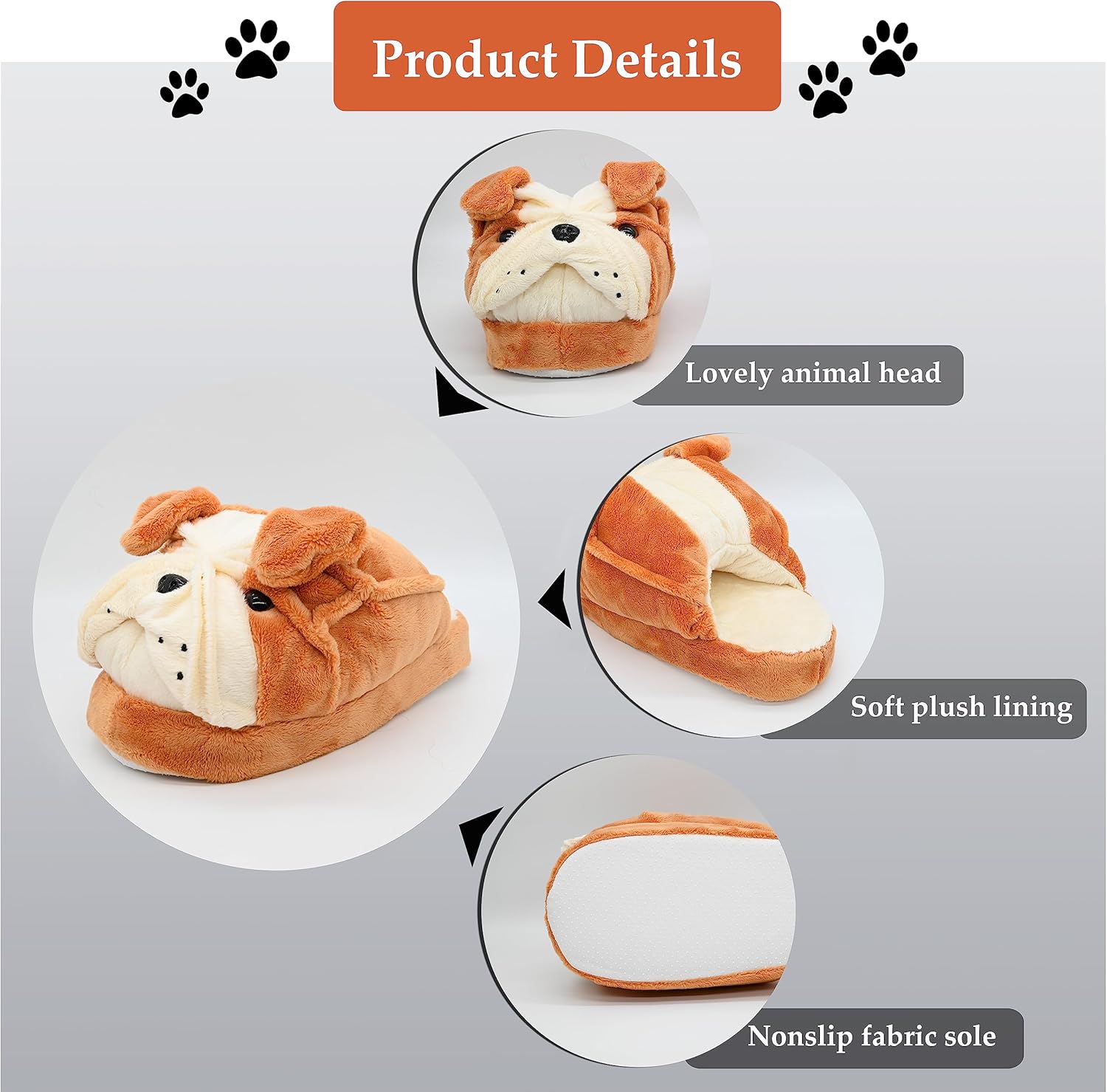 Onmygogo Fuzzy Animal Plush Slippers for Women and Men, Winter Indoor Home Scuff Slippers for Adult - Image 6