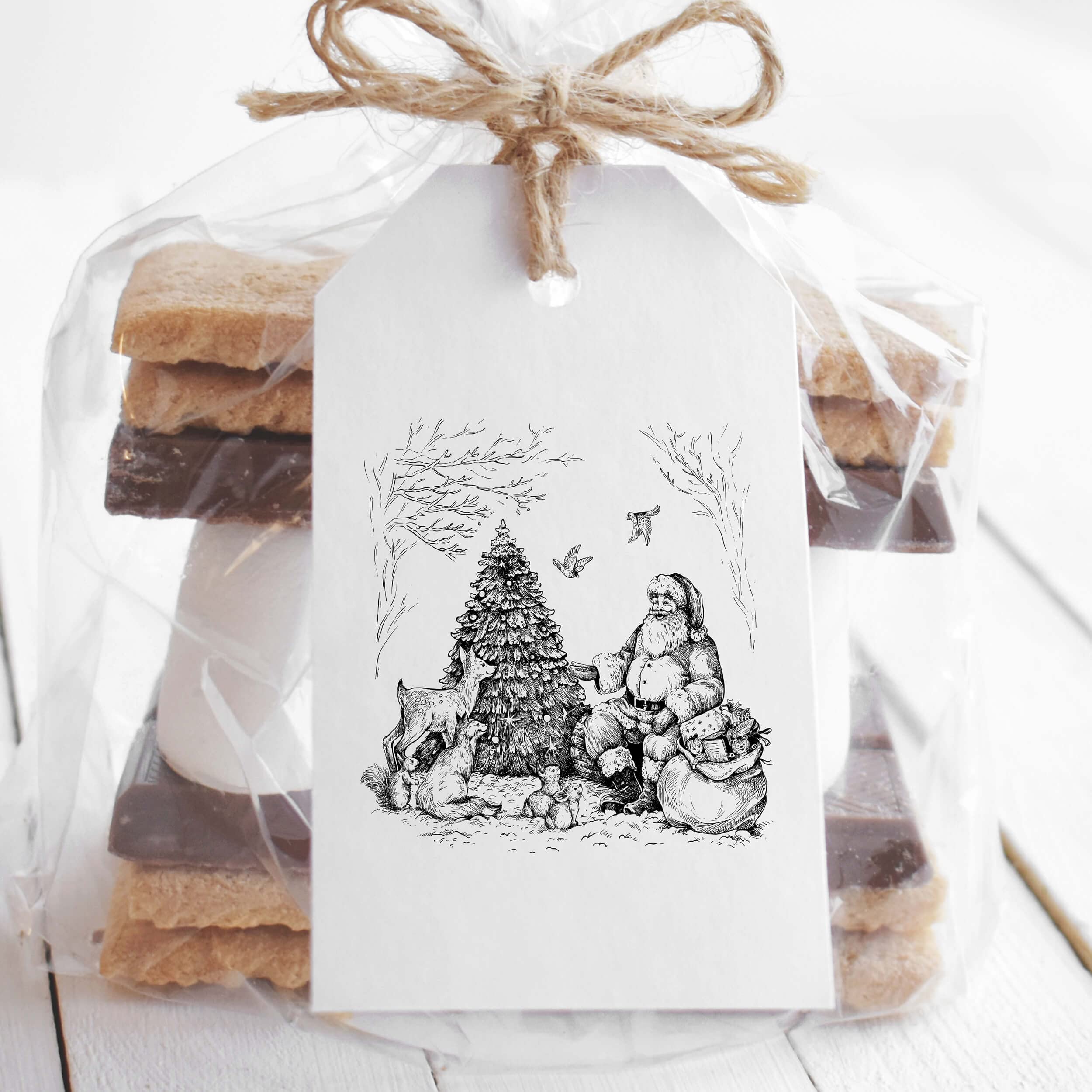 Tampon Joyeux Noel Newstamps Tampon En Bois Et Caoutchouc Motif Père Noël Dans La Forêt Pour Cartes Et Cadeaux, Pour Noël, Carte De Noël, Avent, Scrapbooking, Tampon Tampon Merry Christmas