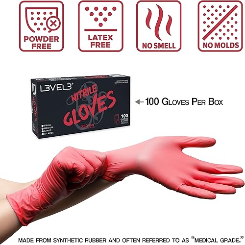 Miniatura 4 de L3 Guantes de nitrilo de nivel 3  Guantes desechables profesionales resistentes  Sin látex  Se ajustan cómodamente  Caja de 100 unidades