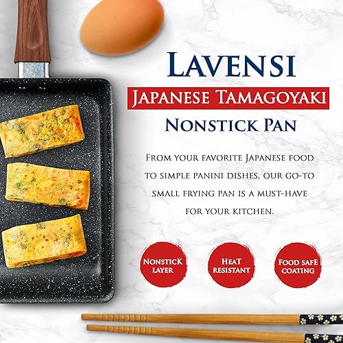 Miniatura 3 de LAVENSI Sartén japonesa para tortillas sartén Tamagoyaki con mango resistente al calor y apto para cocinar sartén antiadherente borde curvo parte