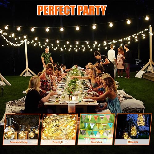 Miniatura 6 de Poste de luz de 10 pies, paquete de 2 postes de metal multiusos para cadena de luces en el exterior, colgar, jardín, fiestas, campamento, patio