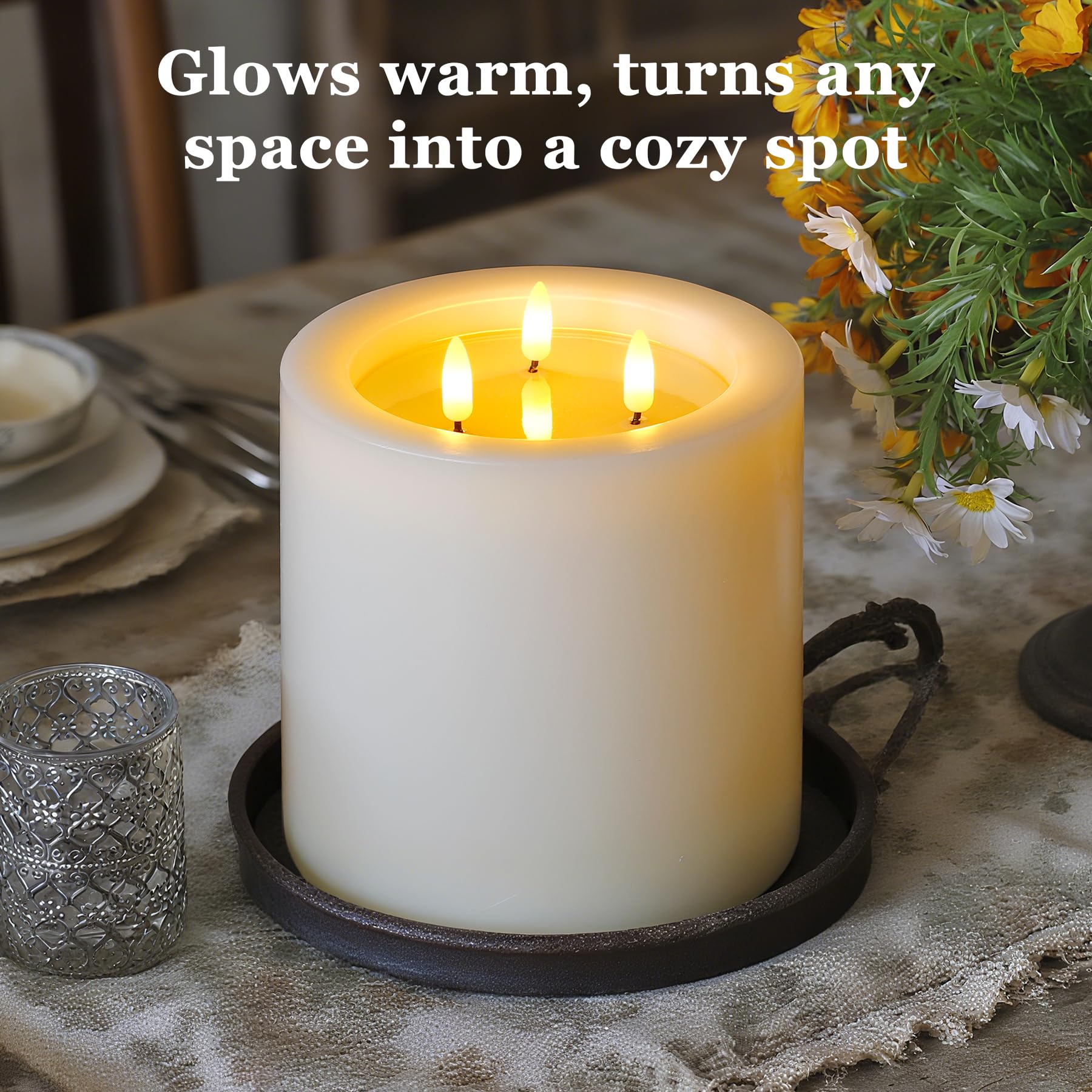 Wroxipel 10cm X30cm Bougies LED Ivoire Sans Flamme Avec Huile De Cire