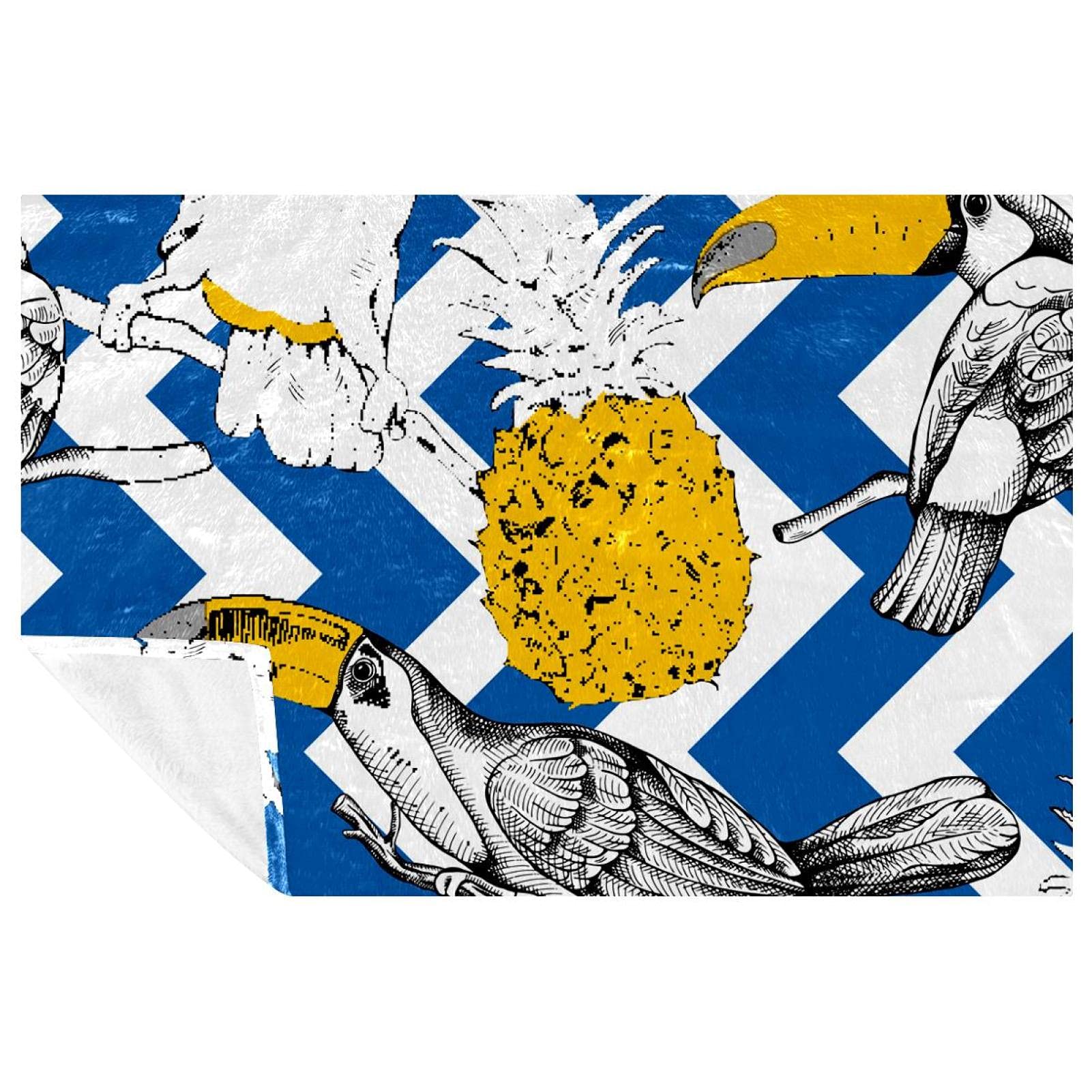 Couverture douce haut de gamme motifs vagues et oiseaux de lit