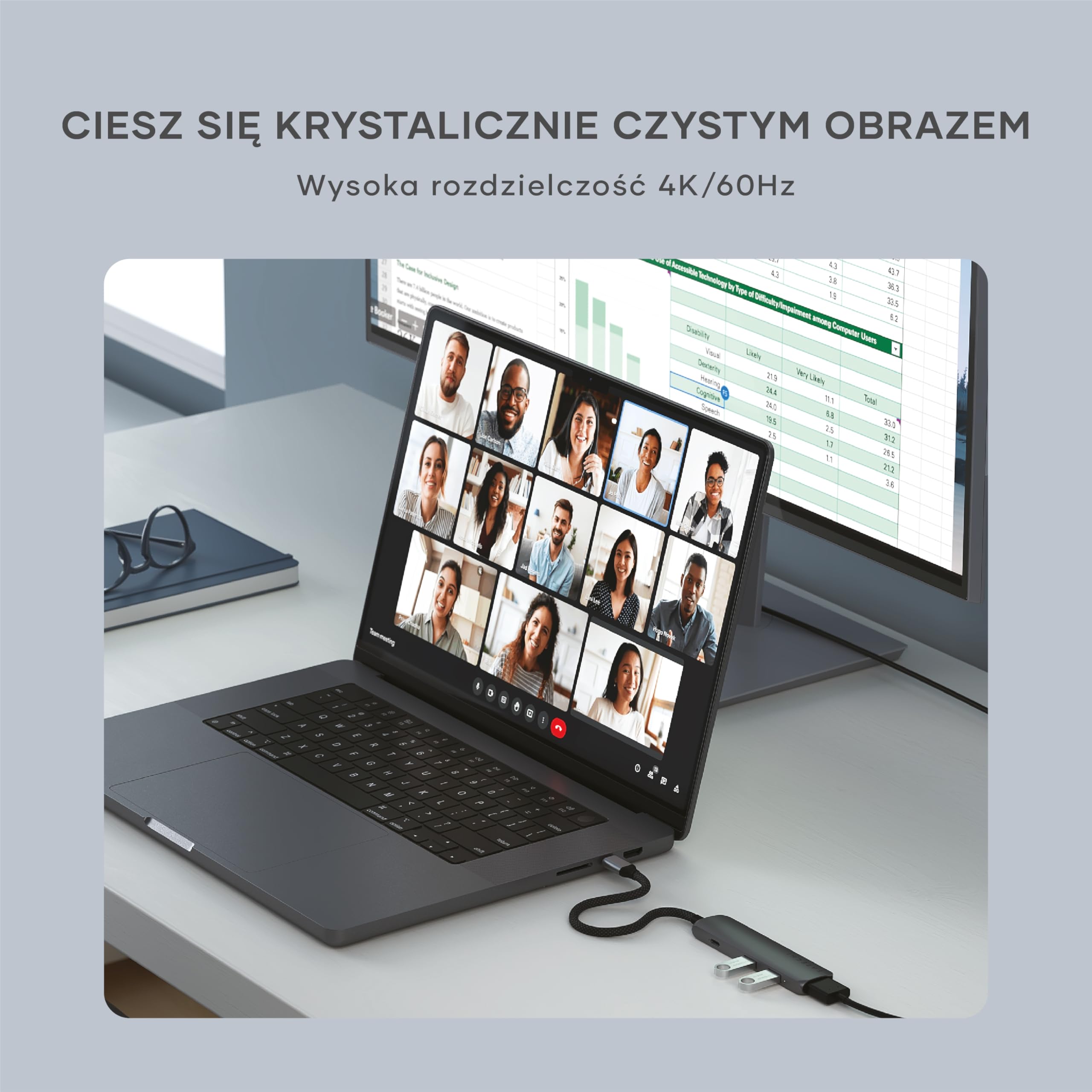 SATECHI hub USB-C Slim Plus 4 w 1, gwiezdna szarość | PD 100 W, HDMI 4K@60 Hz i 2 porty USB-A 10 Gb/s do MacBooka Air/Pro/Neo; zgodność z komputerami z Windows