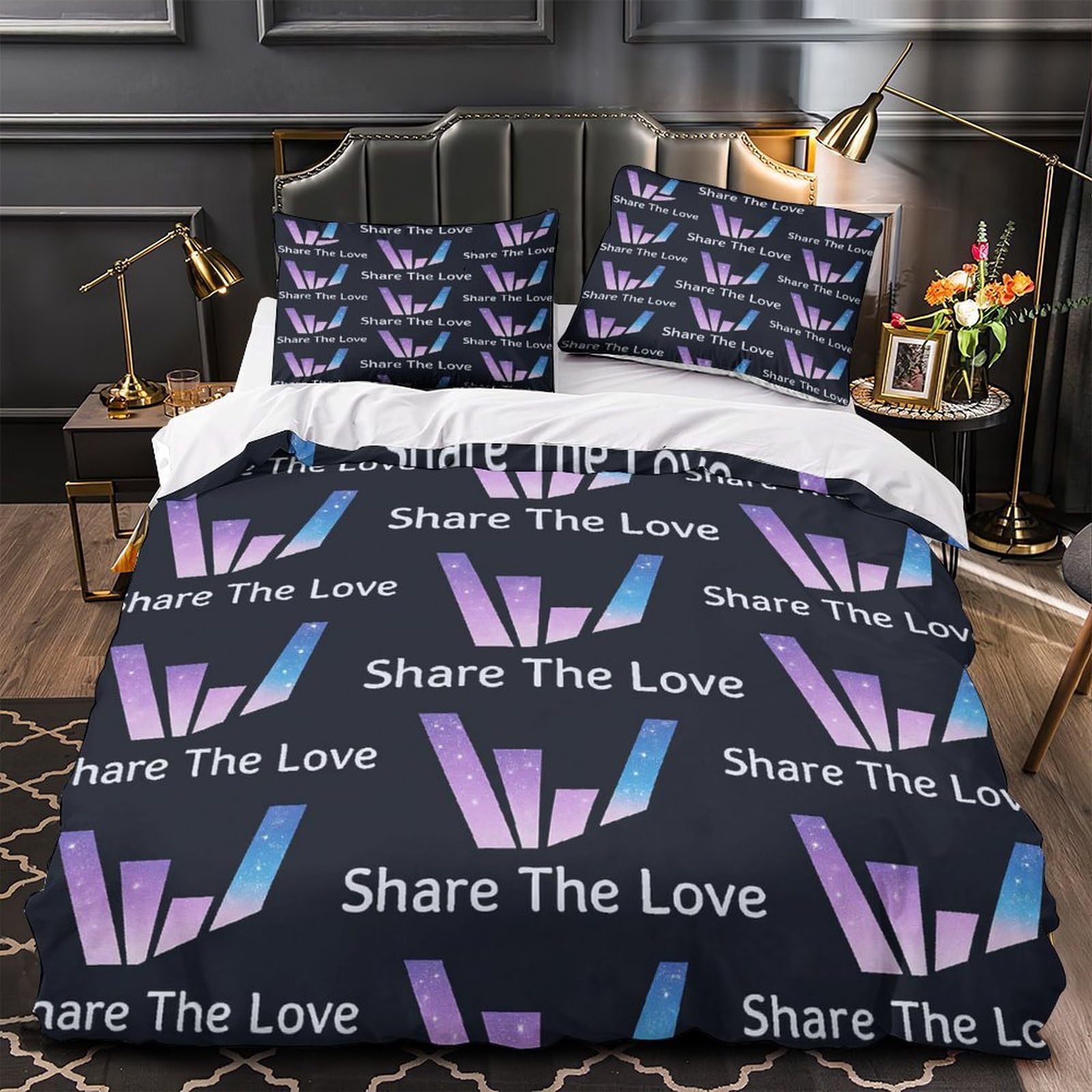 Drap de couette 3 pièces motif galaxie avec housse de couette 220x240 et 2 taies d'oreiller adultes