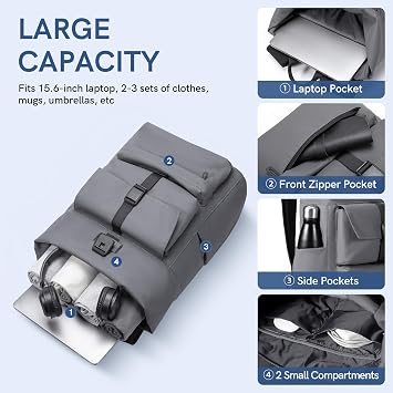 Kingsons Travel Latop Backpack for Women Men Carry On Backpack Waterproof Lightweight Large Capacity Backpacks Daypack