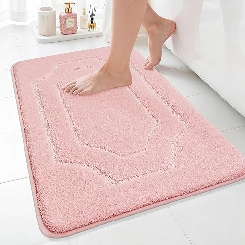Miniatura 25 de BEQHAUSE Alfombras de baño, suaves y absorbentes, antideslizantes, lavables a máquina, alfombra de baño gruesa gris para baño, bañera y lavabo, 24 x
