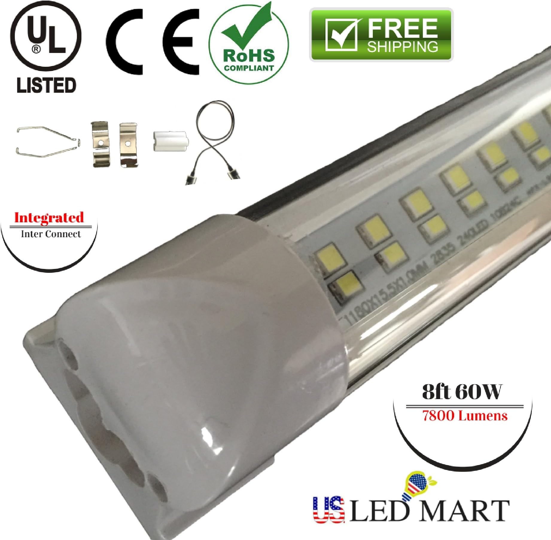 8ft 60w T8 Integrated LED Tube Light - Natural White (Day Light)