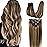 GOO GOO Clip in Hair Extensions Real Human Hair, Remy Human Hair Extensions Clip ins for Women, Natural Human Hair, 12inch 85g 7Pcs, 4/27/4 Balayage Chocolate Brown to Caramel Blonde