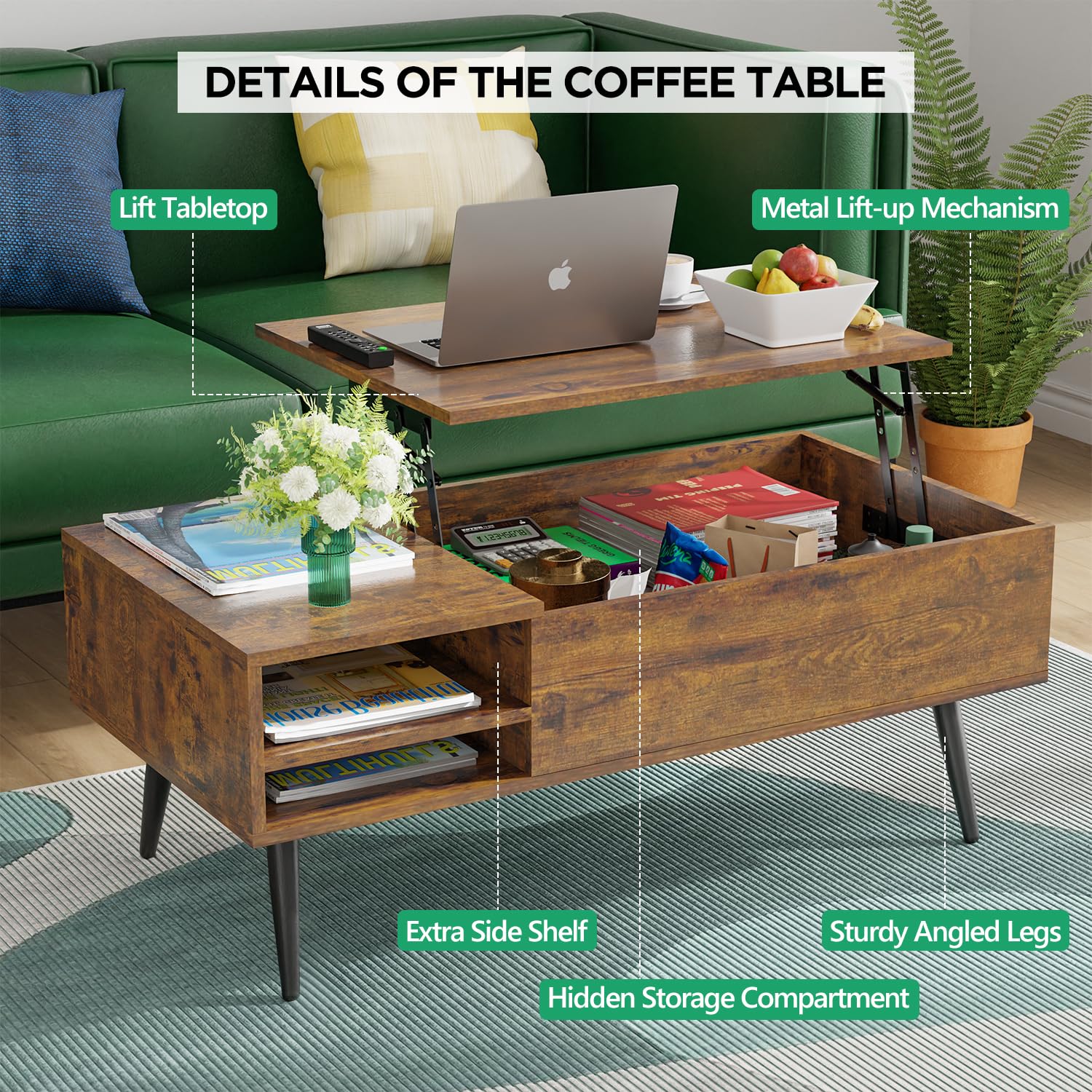 Snapklik.com : PayLessHere 39" Lift Top Coffee Table
