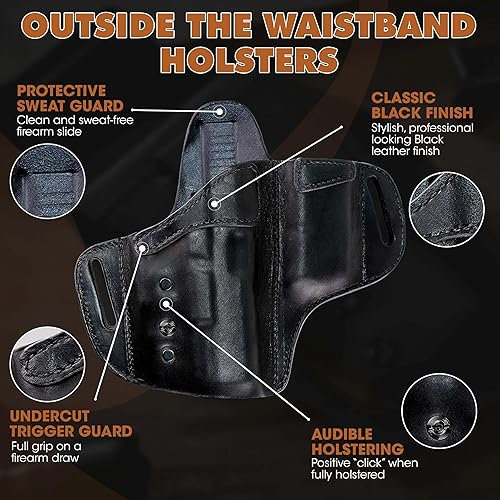 Miniatura 8 de Urban Carry LockLeather OWB con combo de revista, híbrido premium, transporte ocultoabierto, clip de retención integrado, diseño de cargador