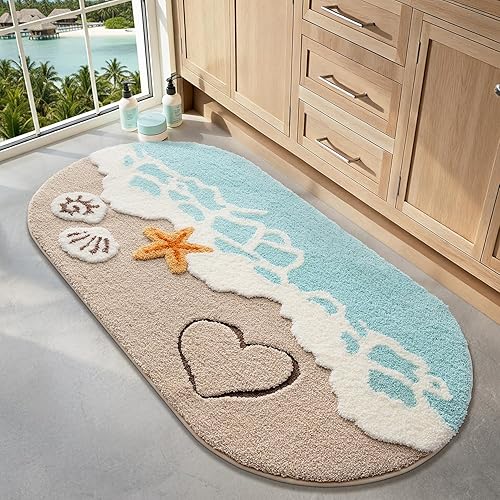 Miniatura 12 de LUMI Alfombra de baño absorbente con parte trasera de goma antideslizante, lavable a máquina, alfombra de baño ondulada suave de microfibra