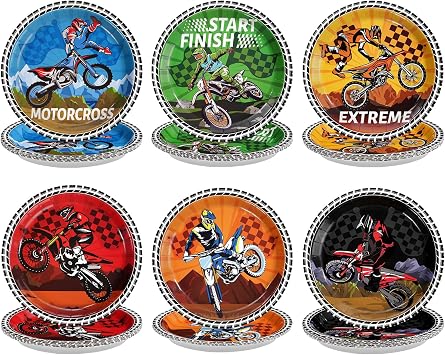 60Pcs Dirt Bike Party Decorations 9" Dirtbike Birthday Heavy Duty Paper Plates Motorcycle Disposable Plates Motocross Tableware for Boys Dirt Bike Birthday Party Decorations